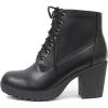 imageSoda Second Lug Sole Chunky Heel Combat Ankle Bootie Lace up wSide Zipper