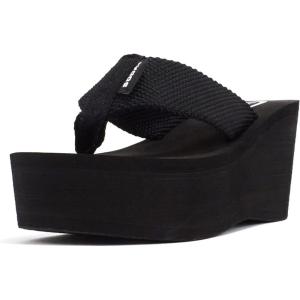 Soda Oxley-S Womens EVA Flip Flop Slip on Platform Sandals(Black)