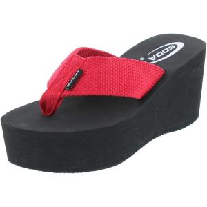 Soda Oxley-S Womens EVA Flip Flop Slip on Platform Sandals(Red)