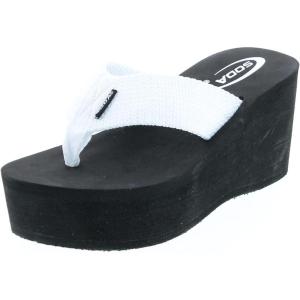 Soda Oxley-S Womens EVA Flip Flop Slip on Platform Sandals(White/Black)