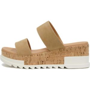 Soda Poppin ~ Slip On Flatform with Inmitation Cork Bottom and Double Straps(Camel)
