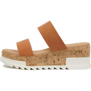Soda Poppin ~ Slip On Flatform with Inmitation Cork Bottom and Double Straps(Peach)