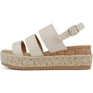 Soda “Resin” ~ Women Round Toe Multi Strap Low Heel Espadrille Wedge Sandal with Adjustable Ankle Strap(Beige Nubuck)