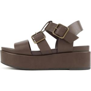 Soda “STELLAR” ~ Women Flatform Multi Strap Double Buckle Open Toe Ankle Strap Platform Wedge Sandals(Brown Pu)