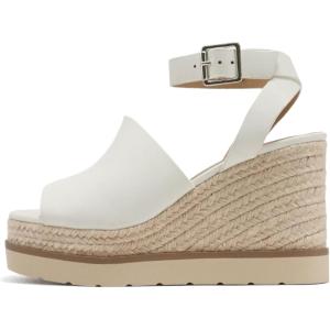 Soda “Stella” ~ Women Square Peep Toe Single Band Platform Espadrille Wedge Sandals with Adjustable Ankle Strap(Off White Nubuck)