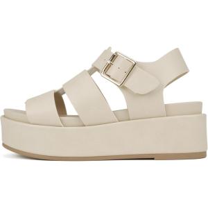 Soda “Bossi ~ Women Round Toe Flatform Fisherman Wedge Sandals with Adjustable Buckle(Natural Pu)