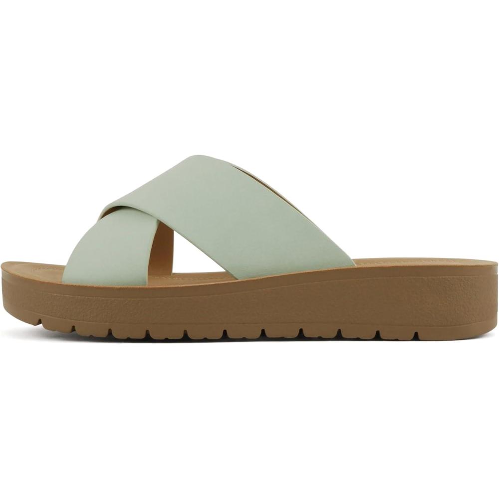 imageSoda LUCY  Women Open Toe Flatform Platform Crisscross Band Upper Fashion Slide SandalsLight Green Nubuck