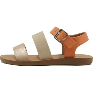 Soda COMING ~ Women Casual Open Toe Two Bands with Ankle Strap Fashion Slide Flat Sandal(Orange Multi)