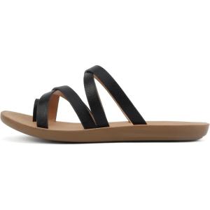 Soda ISABEL ~Women Fashion Comfortable Slip On Flat Cross bands Toe Ring Fashion Sandals(Black)