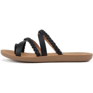 Soda ISABEL ~Women Fashion Comfortable Slip On Flat Cross bands Toe Ring Fashion Sandals(Braided Black)