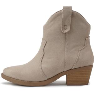 Soda “JORIAH” ~ Women Western Stitched Pointed Toe Low Block Heel Ankle Boot(Clay Imsu)