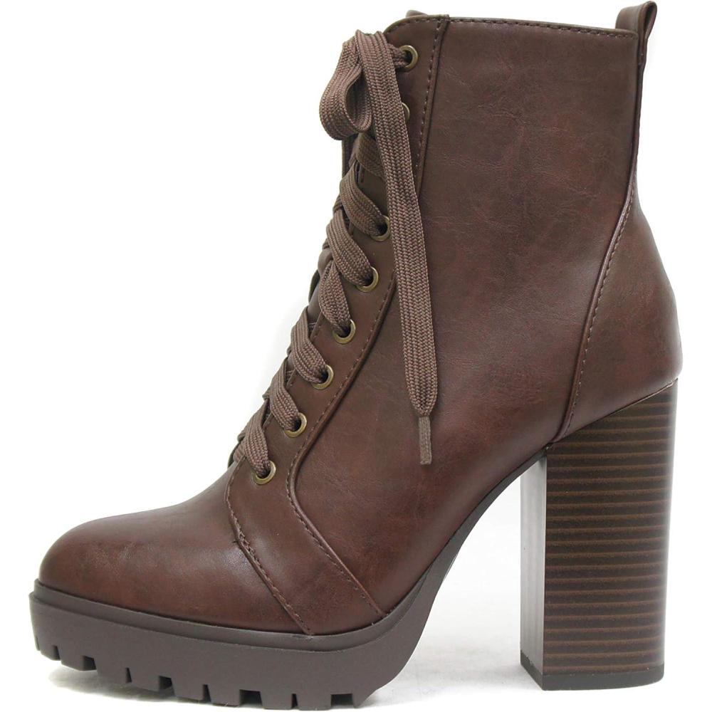imageSoda BALBOA  Womens High Stacked Heel BootieBBrown