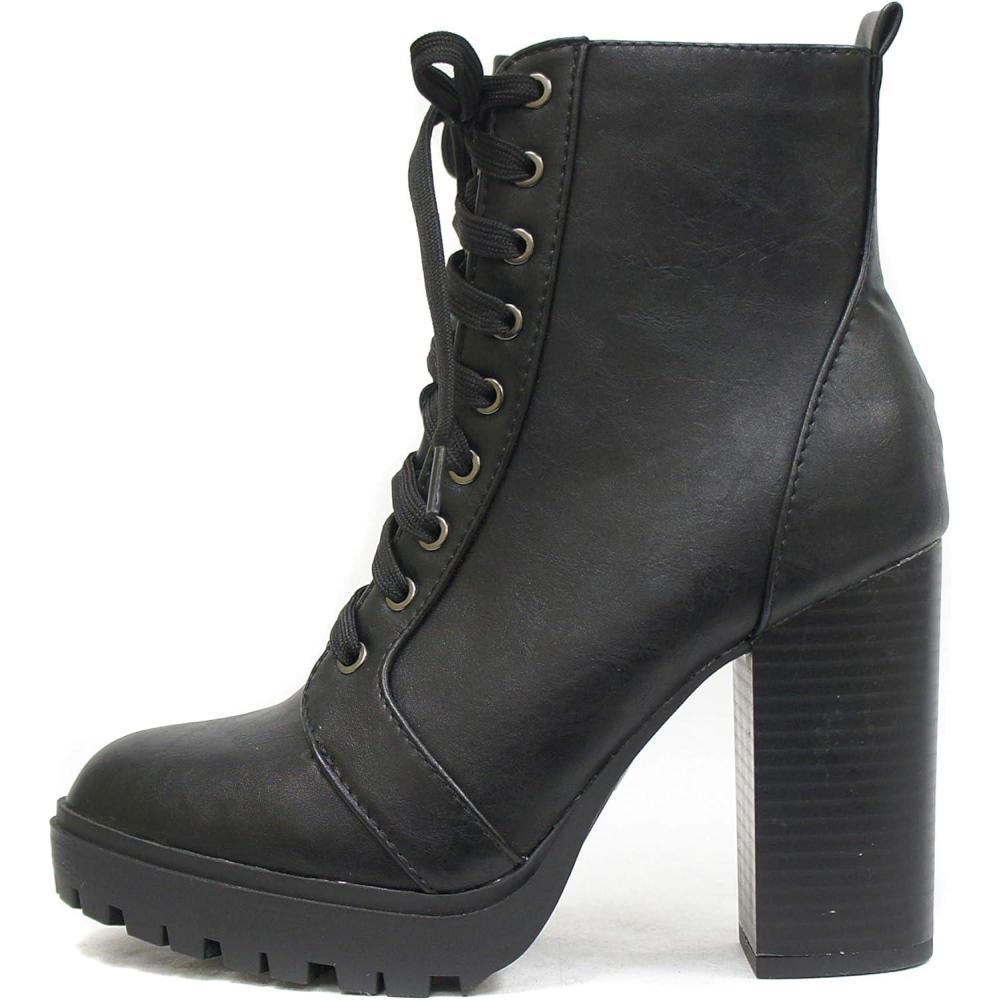 imageSoda BALBOA  Womens High Stacked Heel BootieBlack Pu
