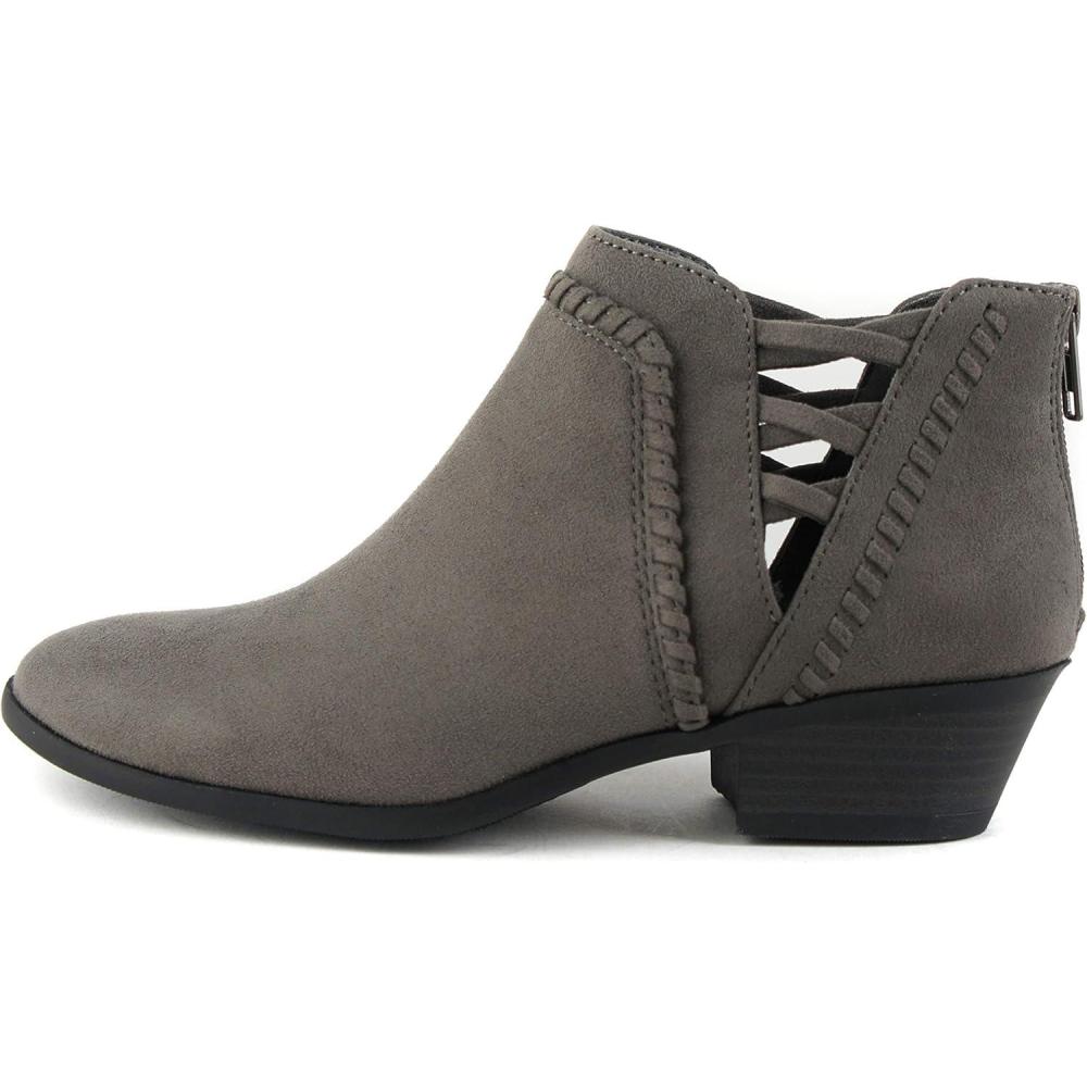 imageSoda CHANCE Womens Perforated Cut Out Stacked Block Heel Ankle Booties Wide Fit AvailableGrey S