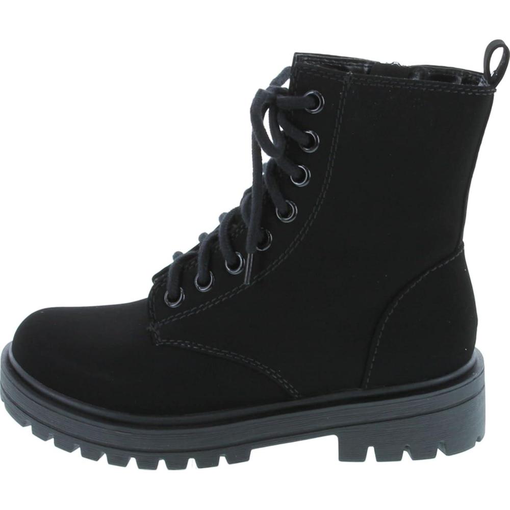 imageSoda FIRM  Lug Sole Combat Ankle Bootie Lace up wSide ZipperBlack Nubuck