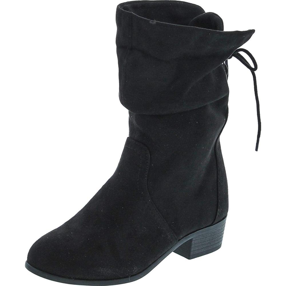 imageSoda KIMMY  Womens High Top Slouchy Ankle Boot Round Toe Foldable Faux SuedeBlack
