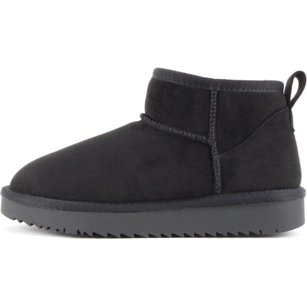 imageSoda MutualMute  Women Round Toe Lug Sole Low Flatform Sherpalined Ankle BootieBlack Imitation Suede