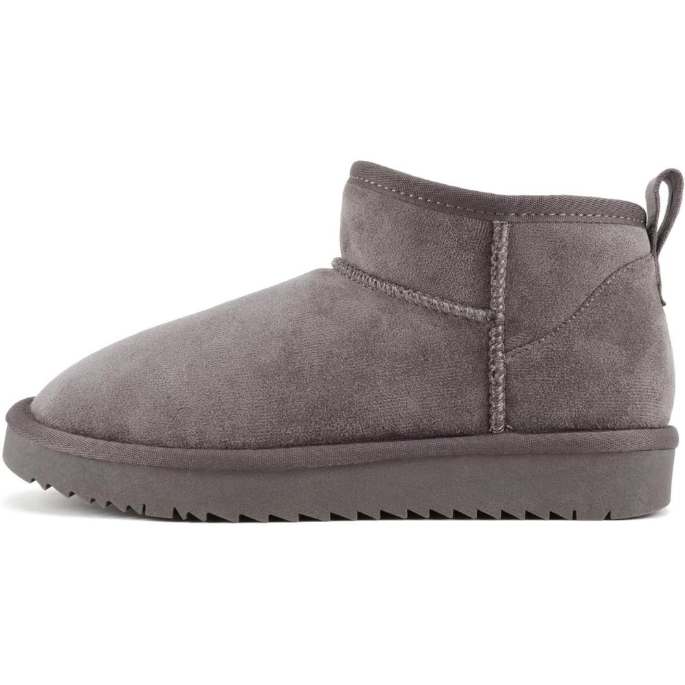 imageSoda MutualMute  Women Round Toe Lug Sole Low Flatform Sherpalined Ankle BootieGrey Imitation Suede