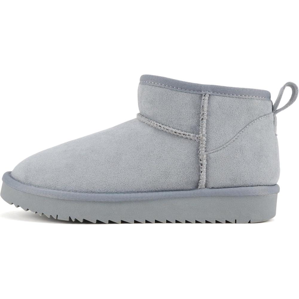 imageSoda MutualMute  Women Round Toe Lug Sole Low Flatform Sherpalined Ankle BootieLight Blue Imitation Suede