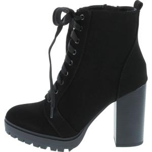 Soda BALBOA ~ Women’s High Stacked Heel Bootie(Black Nubuck)