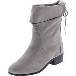 Soda KIMMY ~ Women’s High Top Slouchy Ankle Boot Round Toe Foldable Faux Suede(Grey)