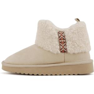 Soda “Kolton” ~ Women Round Toe Lug Sole Sherpa-lined Ankle Bootie(Nude Imitation Suede)