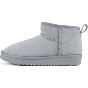 Soda “Mutual/Mute” ~ Women Round Toe Lug Sole Low Flatform Sherpa-lined Ankle Bootie(Light Blue Imitation Suede)
