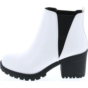 Soda ORIGAMI ~ WOMEN LUG SOLE MID HEEL FASHION ANKLE BOOTIE W/DOUBLE ELASTIC GORE(White)