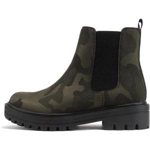 Soda Pilot ~ Women Lug Sole Low Heel Chelsea Fashion Ankle Bootie w/Double Elastic Gore(Camouflage)