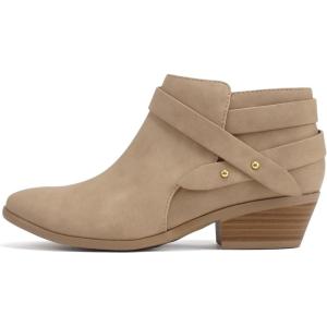 Soda SWEETEN Women’s Fashion Closed Toe Multi Strap Ankle Bootie Block Heel (Wide Fit Available)(Beige Sweeten)