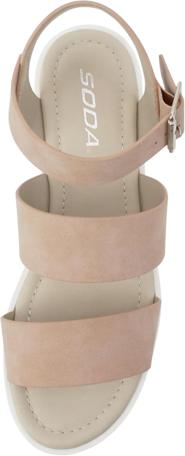 imageSoda ACCOUNT  Women Open Toe Two Bands Lug sole Fashion Block Heel Sandals with Adjustable Ankle StrapDusty Mauve Nubuck