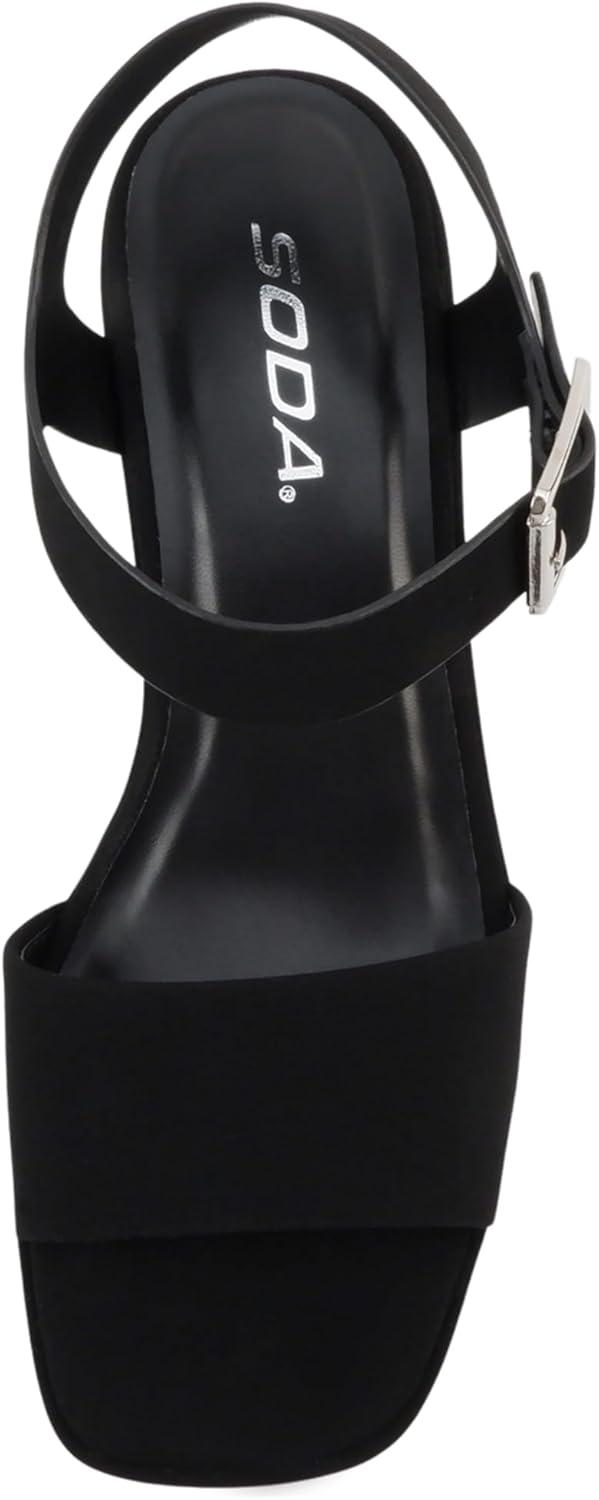 imageSoda Launch  Women Open Toe Ankle Strap Platform Chunky High Heeled SandalBlack Nubuck