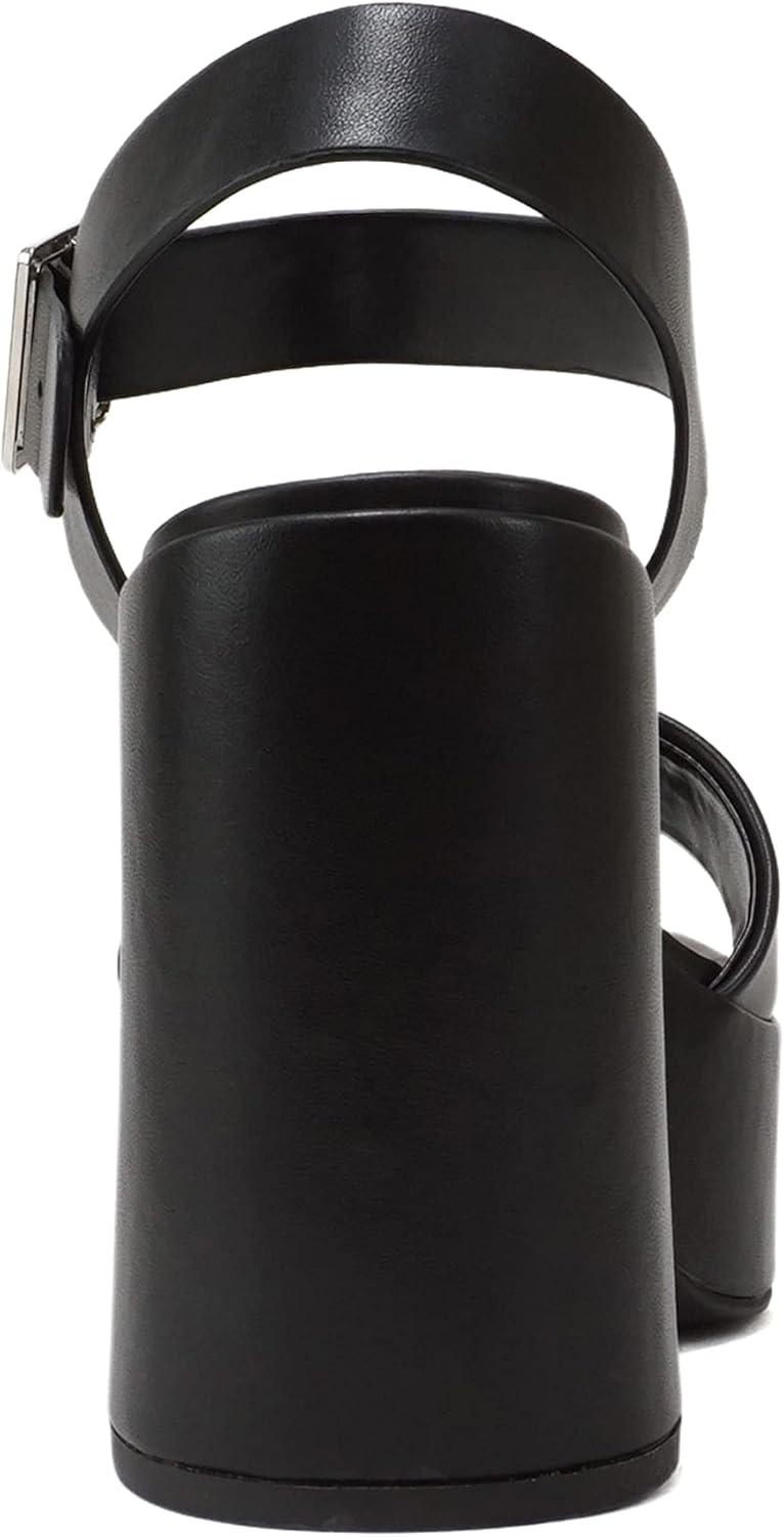 imageSoda Launch  Women Open Toe Ankle Strap Platform Chunky High Heeled SandalBlack Pu