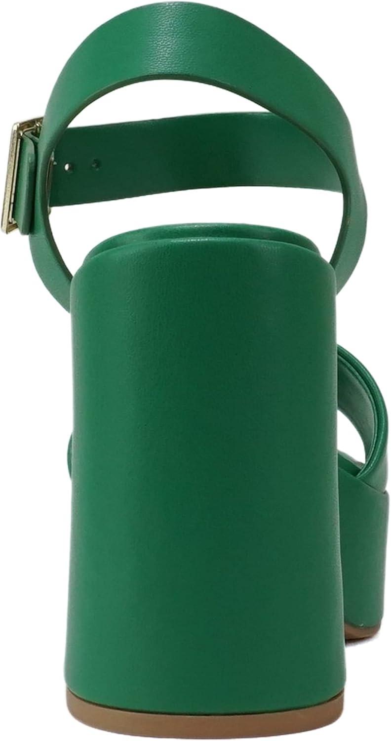 imageSoda Launch  Women Open Toe Ankle Strap Platform Chunky High Heeled SandalEmerald Green Pu