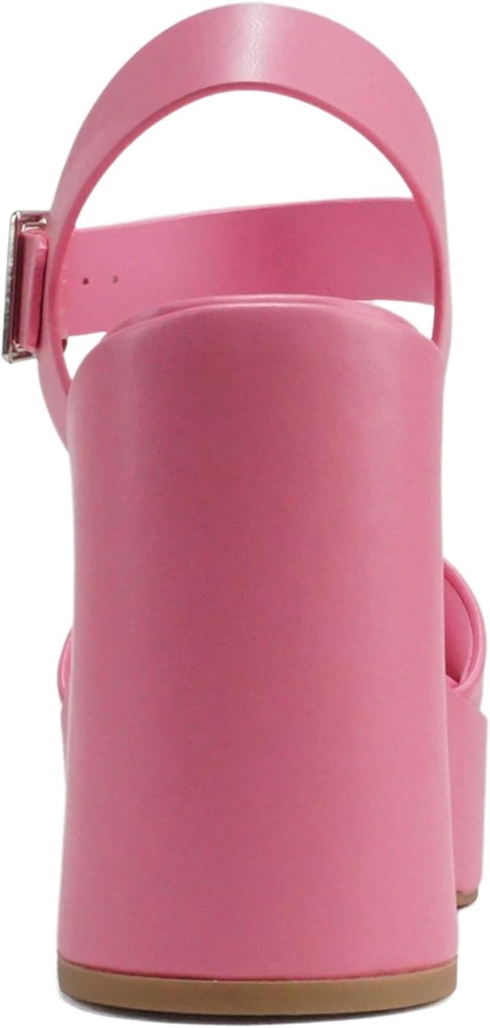 imageSoda Launch  Women Open Toe Ankle Strap Platform Chunky High Heeled SandalPink Pu
