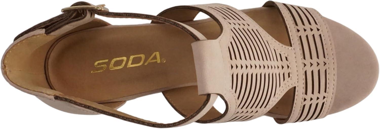 imageSoda Norway  Women Open Toe Closed Back Counter Cutout Upper Low Block Heel Sandal with Adjustable Ankle StrapDusty Mauve