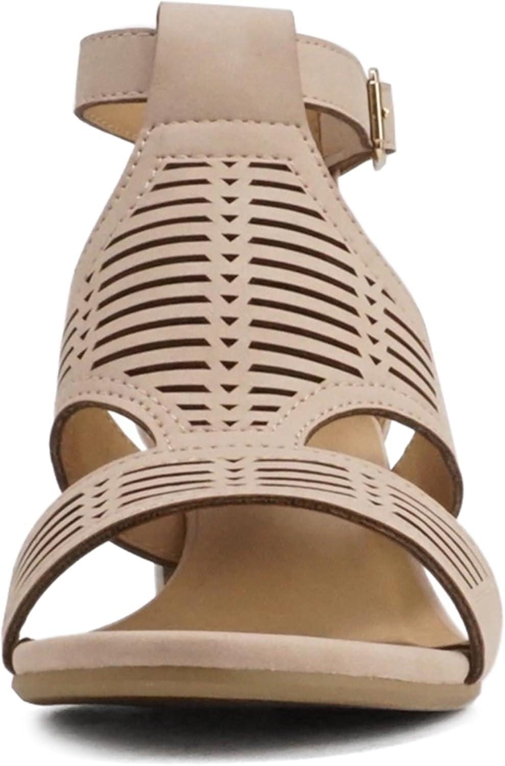 imageSoda Norway  Women Open Toe Closed Back Counter Cutout Upper Low Block Heel Sandal with Adjustable Ankle StrapDusty Mauve