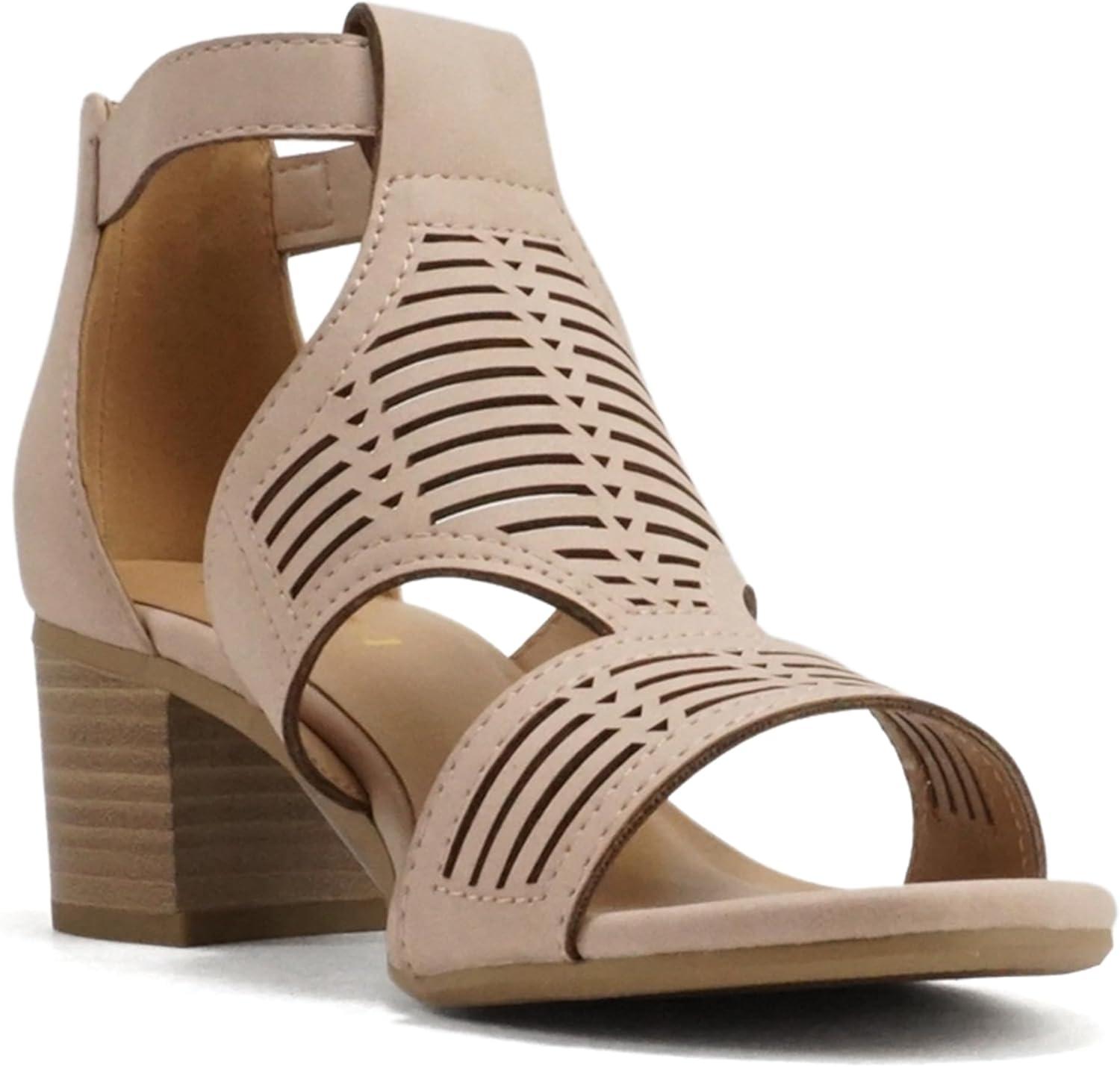 imageSoda Norway  Women Open Toe Closed Back Counter Cutout Upper Low Block Heel Sandal with Adjustable Ankle StrapDusty Mauve