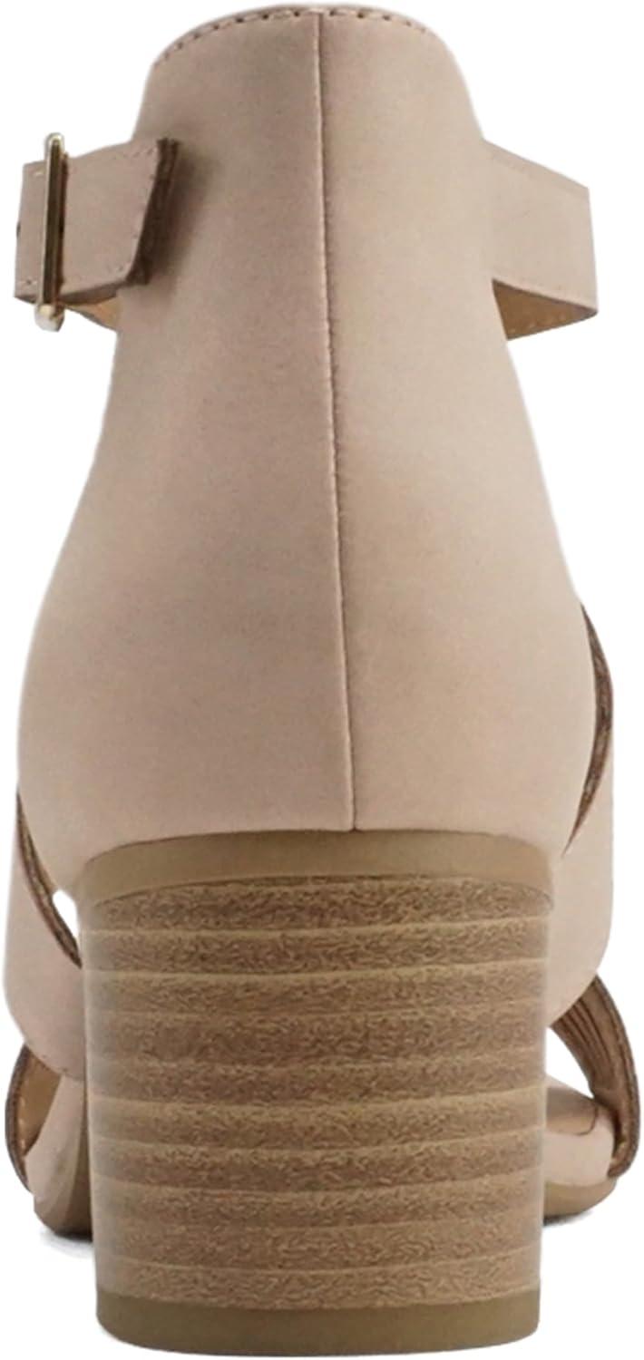 imageSoda Norway  Women Open Toe Closed Back Counter Cutout Upper Low Block Heel Sandal with Adjustable Ankle StrapDusty Mauve