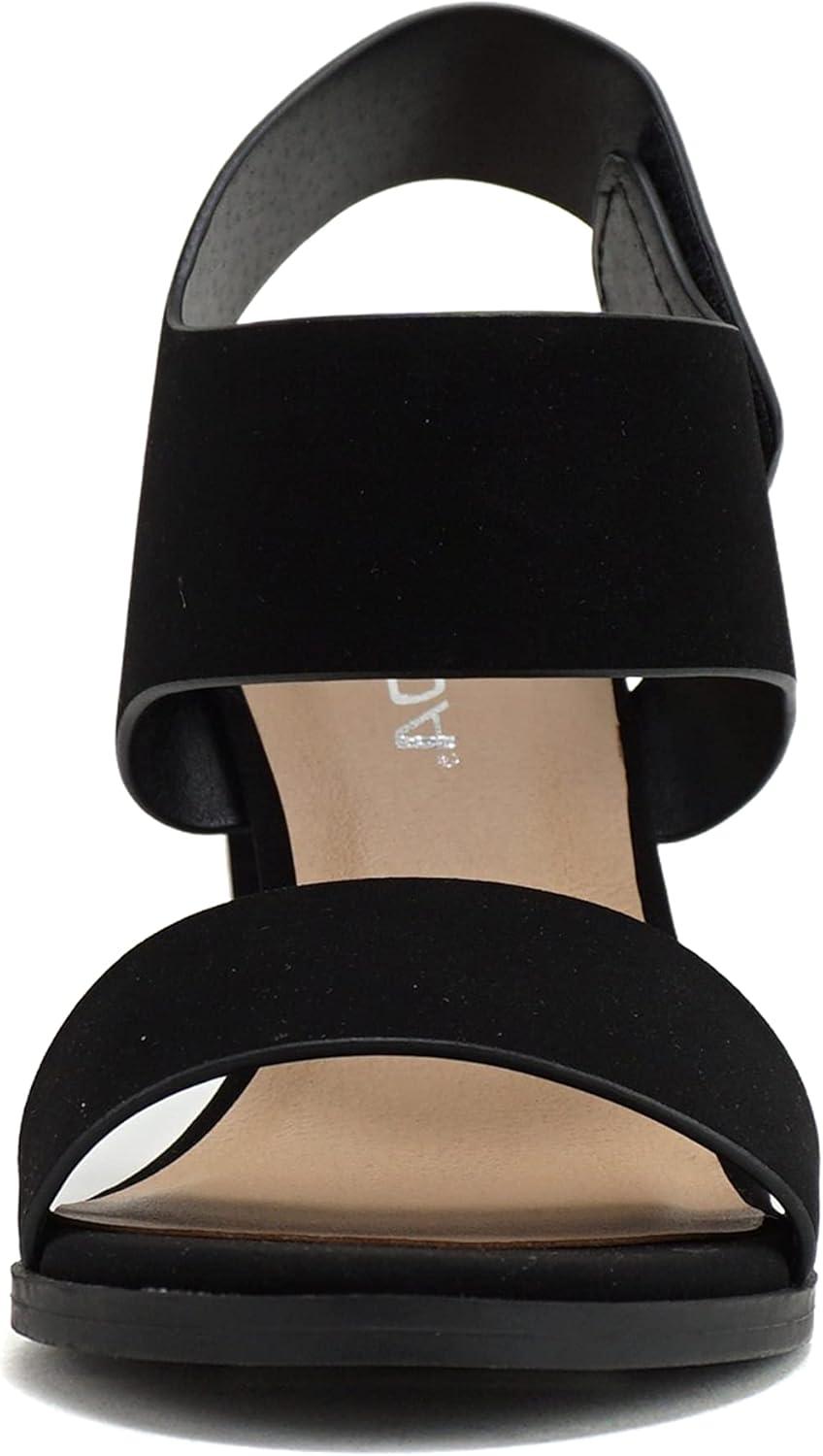 imageSoda WaitA  Women Open Round Toe Chunky Heel Ankle Strap High Heel Dress SandalsBlack