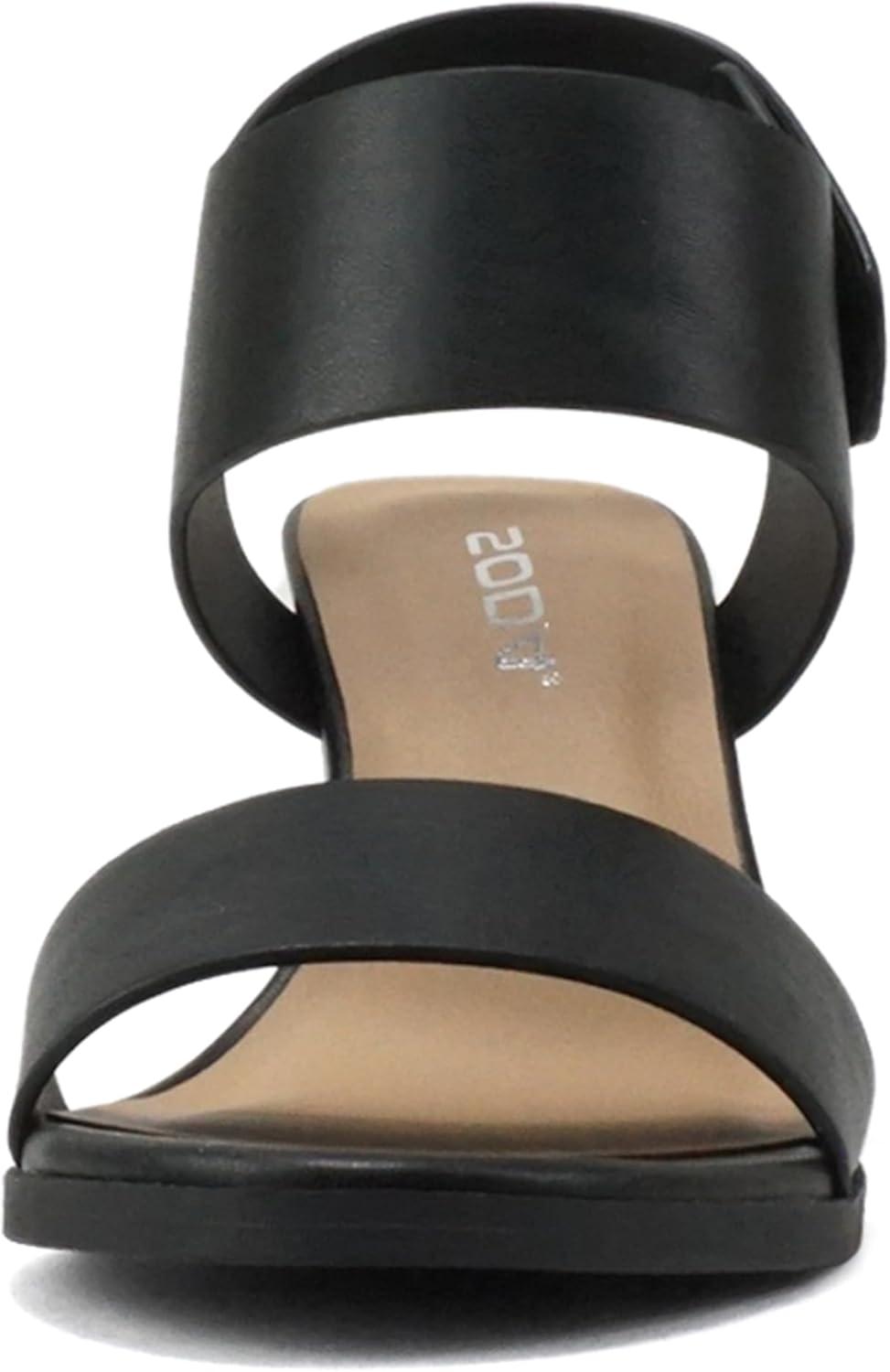 imageSoda WaitA  Women Open Round Toe Chunky Heel Ankle Strap High Heel Dress SandalsBlack Pu