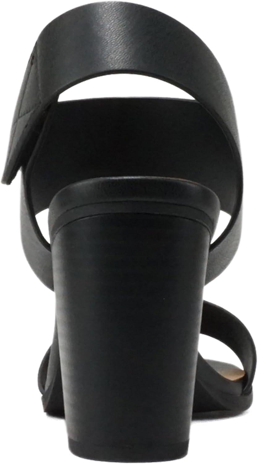 imageSoda WaitA  Women Open Round Toe Chunky Heel Ankle Strap High Heel Dress SandalsBlack Pu