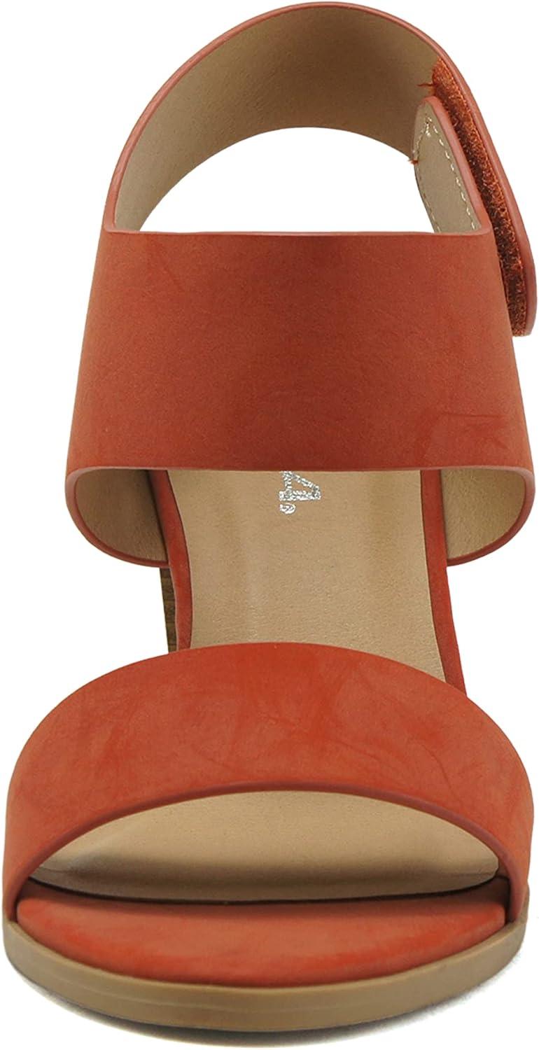 imageSoda WaitA  Women Open Round Toe Chunky Heel Ankle Strap High Heel Dress SandalsBurnt Orange Nubuck