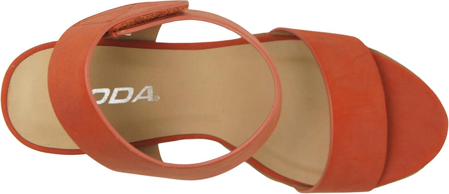 imageSoda WaitA  Women Open Round Toe Chunky Heel Ankle Strap High Heel Dress SandalsBurnt Orange Nubuck