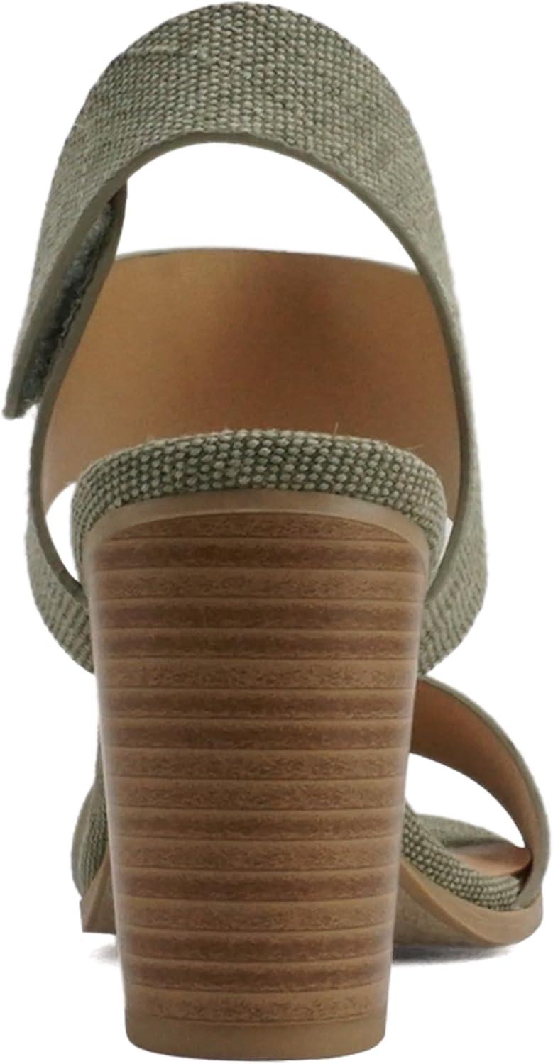 imageSoda WaitA  Women Open Round Toe Chunky Heel Ankle Strap High Heel Dress SandalsCanvas Khaki