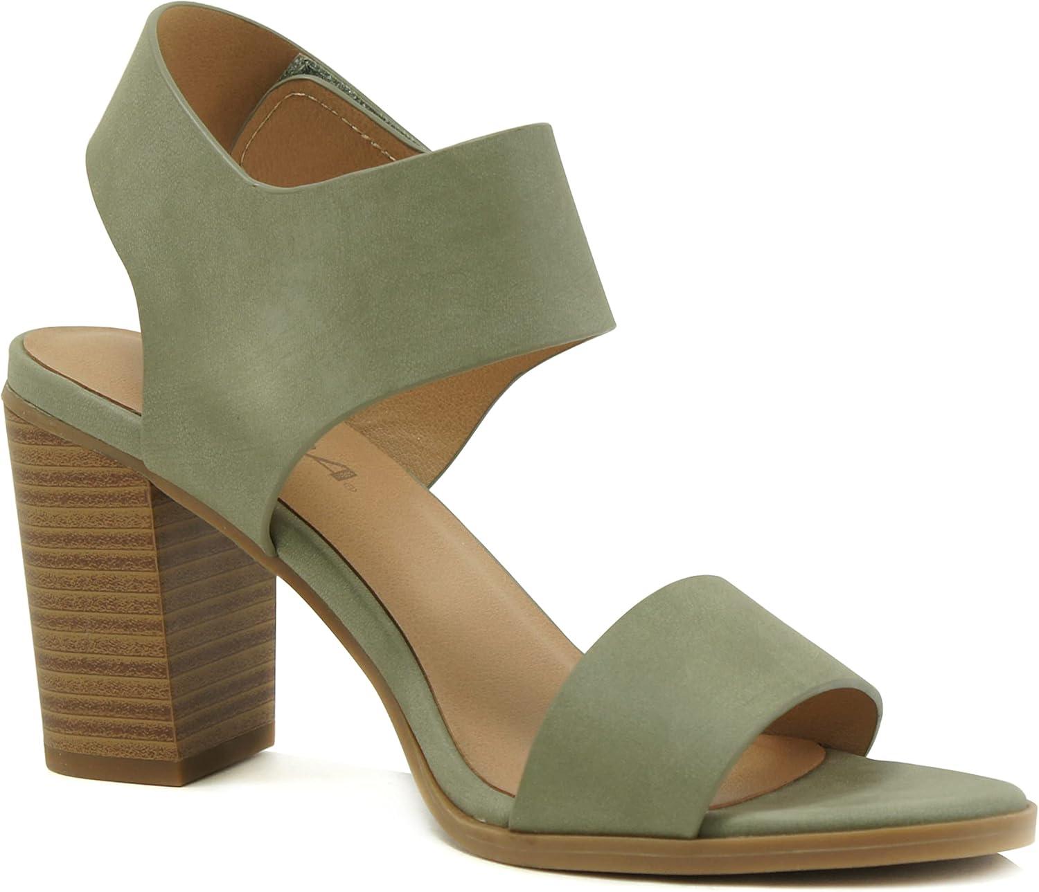 imageSoda WaitA  Women Open Round Toe Chunky Heel Ankle Strap High Heel Dress SandalsDsage Nbpu