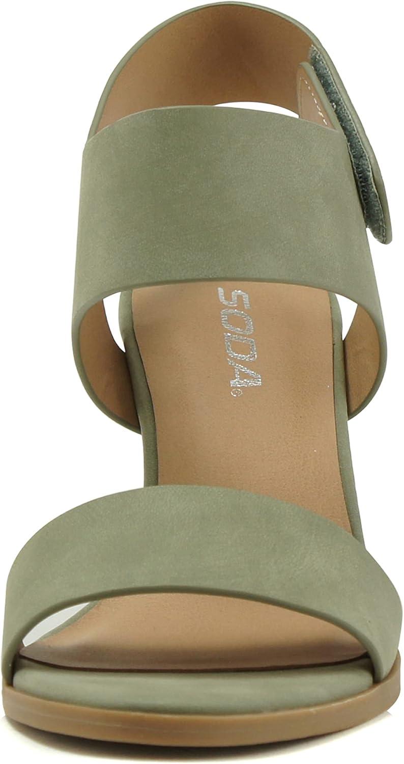 imageSoda WaitA  Women Open Round Toe Chunky Heel Ankle Strap High Heel Dress SandalsDsage Nbpu