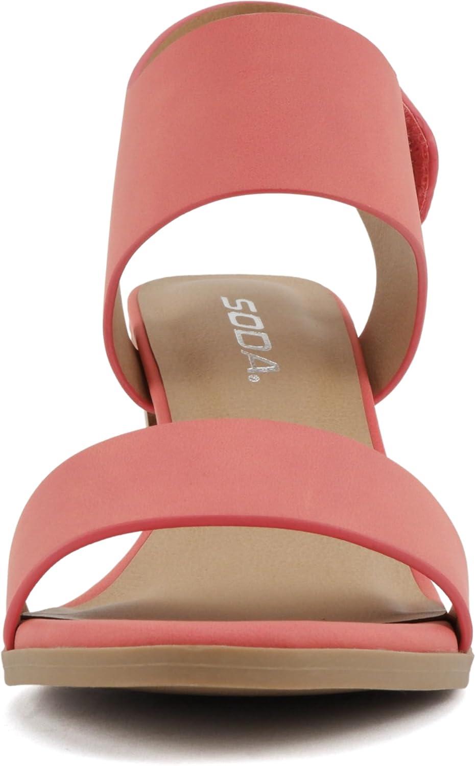 imageSoda WaitA  Women Open Round Toe Chunky Heel Ankle Strap High Heel Dress SandalsDusty Coral