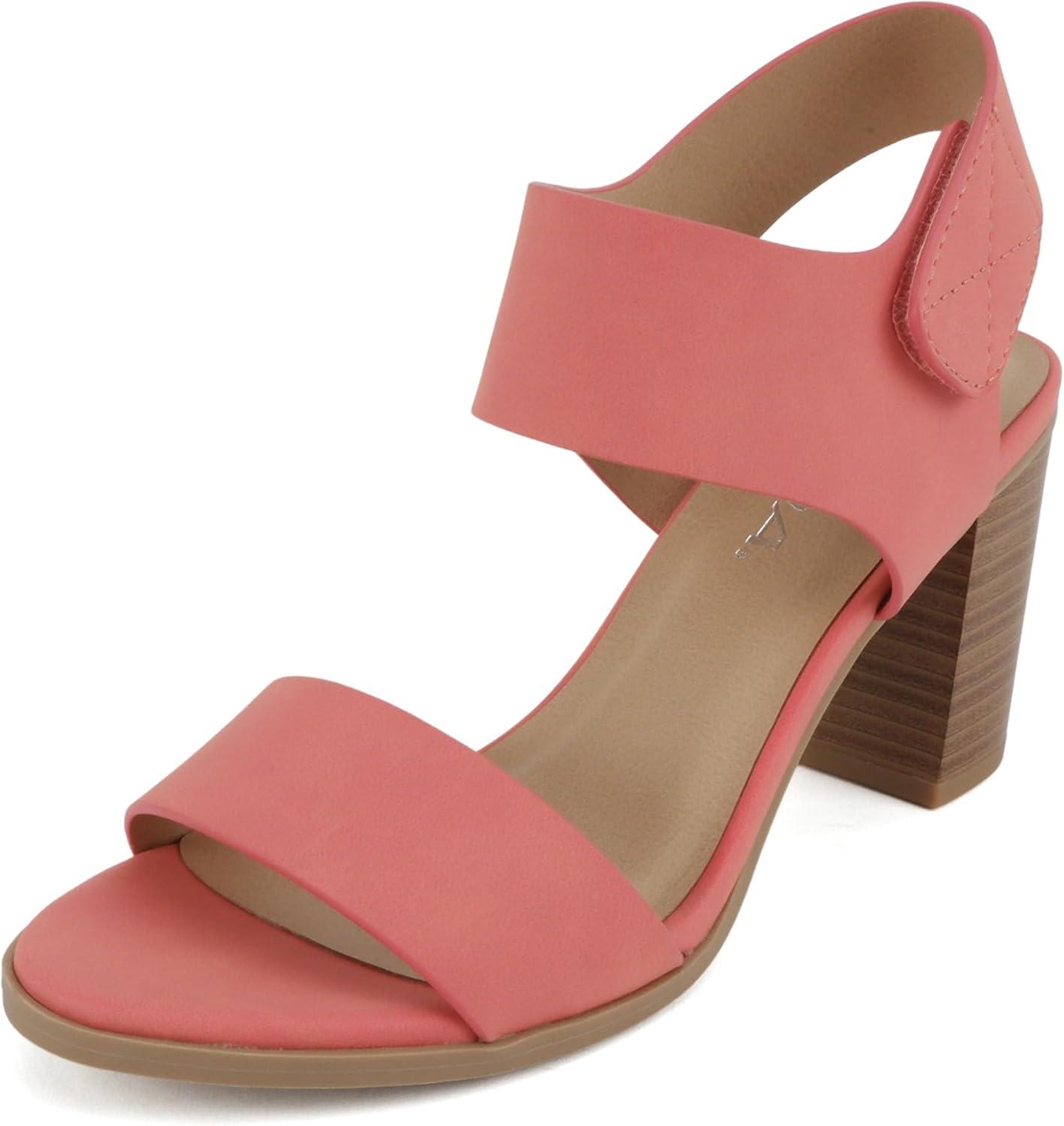 imageSoda WaitA  Women Open Round Toe Chunky Heel Ankle Strap High Heel Dress SandalsDusty Coral