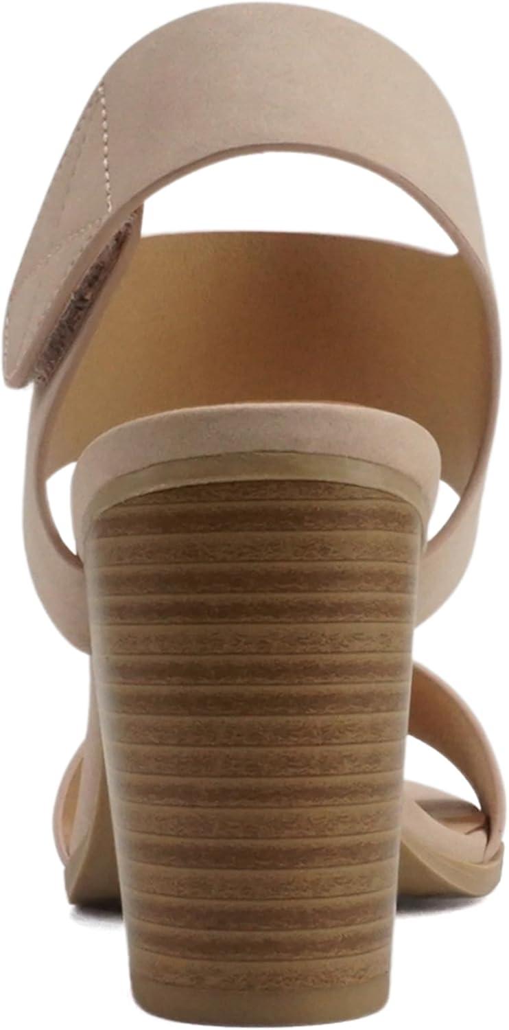 imageSoda WaitA  Women Open Round Toe Chunky Heel Ankle Strap High Heel Dress SandalsDusty Mauve